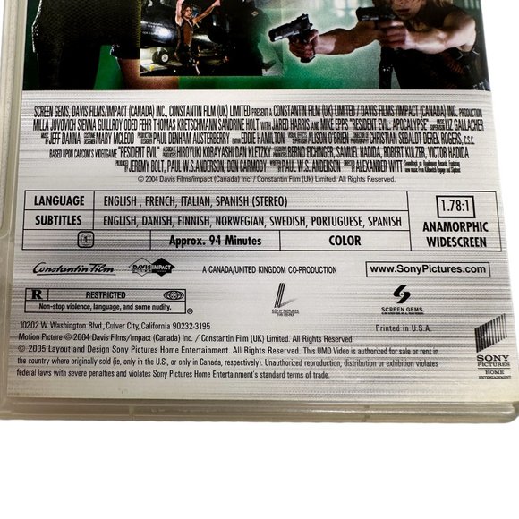 Sony PSP Resident Evil: Apocalypse UMD Movie - Picture 7 of 7